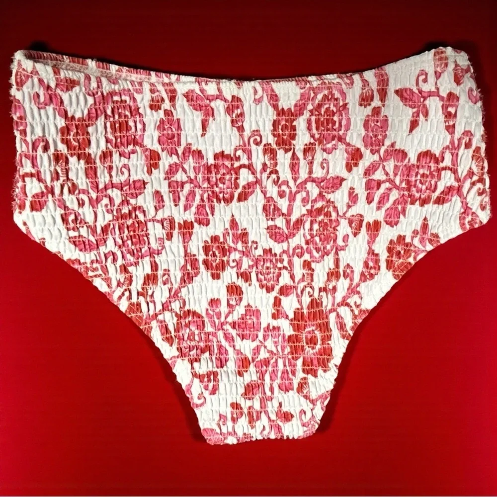 Adorable Girls Smocked Red & White Floral Bikini Set | Size 13Y | NWOT